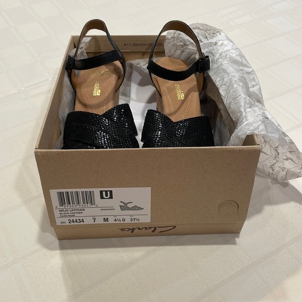 Black Leather Wedges